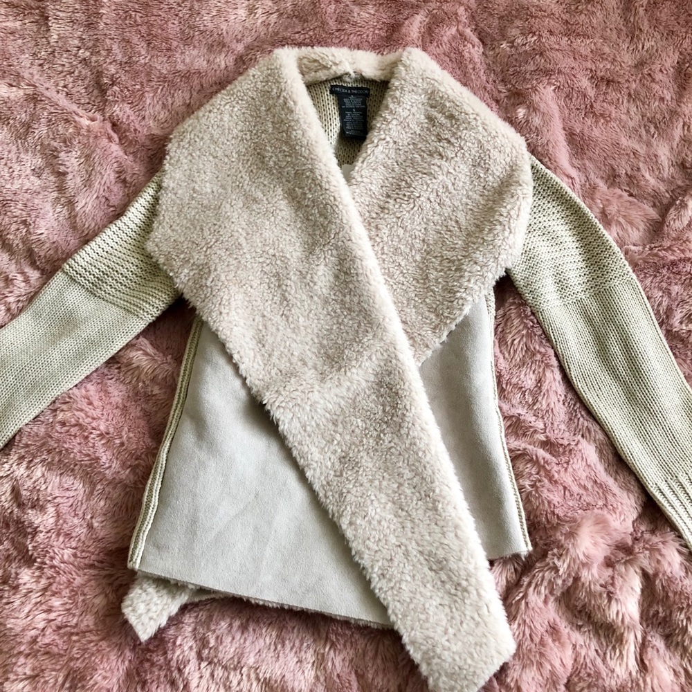 NWT Faux Fur & Suede Cardigan